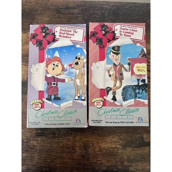 2 F.H.E. Videos: Santa Claus is Coming to Town-Rudolph  (VHS) 1989 Not Tested - Picture 1 of 7